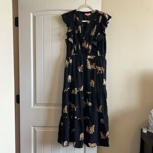 THML black cheetah ankle length dress, size large